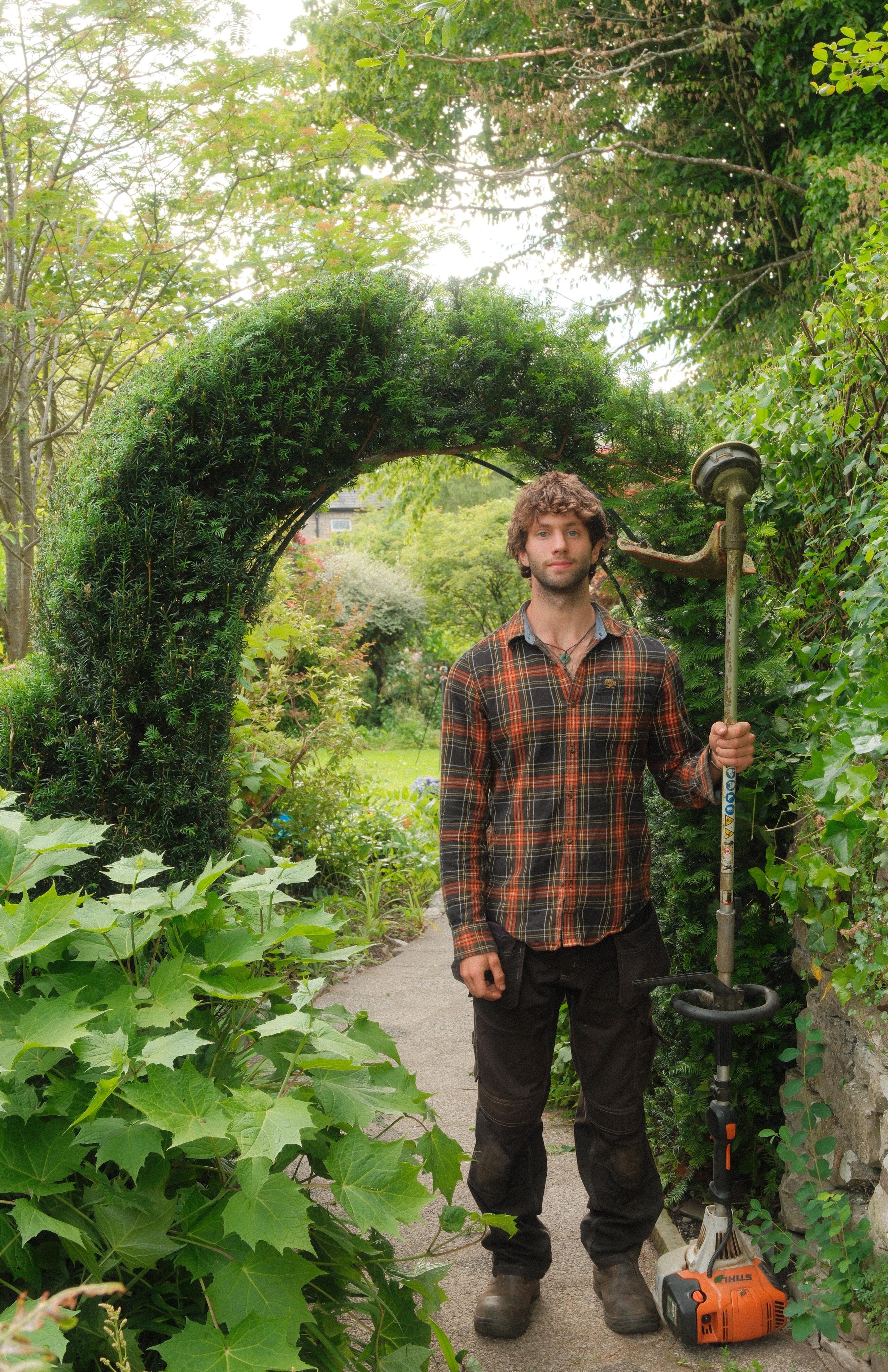 Ollie with a strimmer